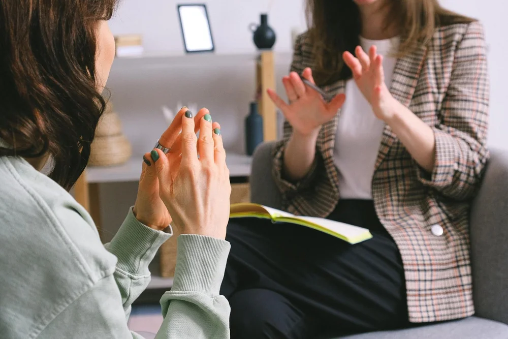 A therapist listening during a conversation